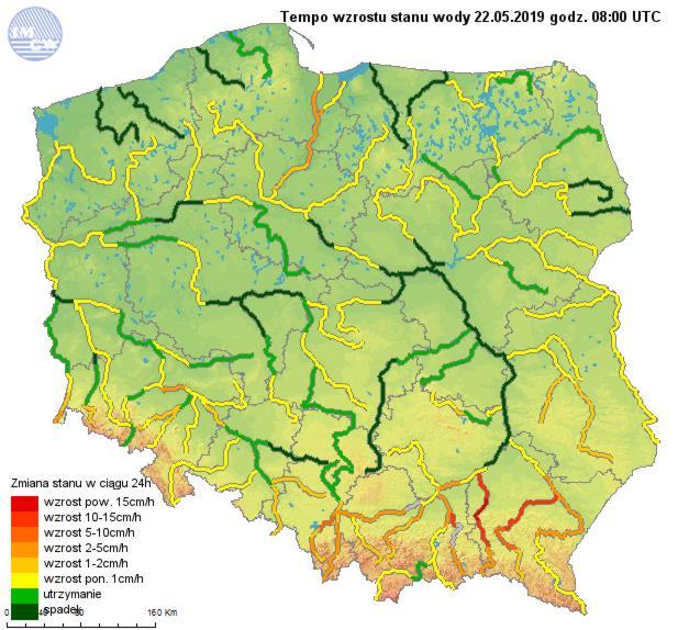 na wielu rzekach karpackich dopływach Wisły. Największe wzrosty do tej pory notowano w województwie podkarpackim, w zlewni Wisłoki, Sanu i Wisłoka.