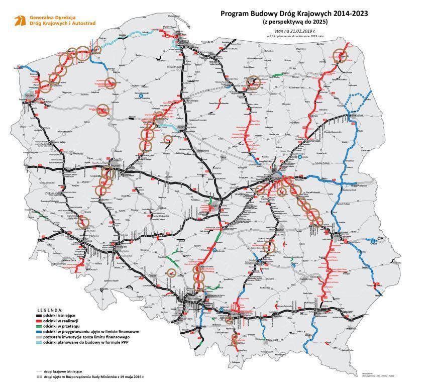 Rok 2019 w drogownictwie 120 km łączna ilość odcinków dróg w trakcie przetargów (11 zadań) 490 km łączna ilość