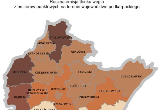 OCENA JAKOŚCI POWIETRZA W WOJEWÓDZTWIE PODKARPACKIM 25 ROK 24 Niska emisja tlenku węgla na obszarze