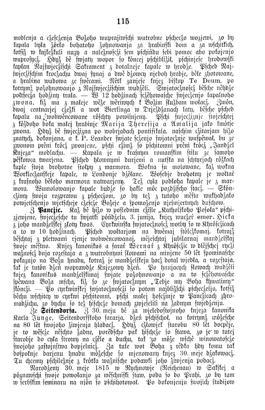 115 m odlenja a czesczenja B o zo h o w uprajiw schi w u tro b n c pscheczo w ozjew i, zo by kapala byla zörko bvhato h o z o h n o w a n ja za hrabinski bm n a za wschitkich, kotsiz w kajkezkuli