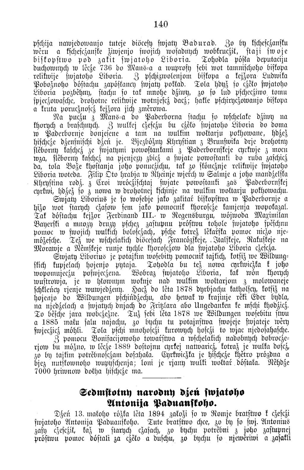 140 pschija n aw je d o w an jo tu teje diöcesy sw jaty B a d u r a d.