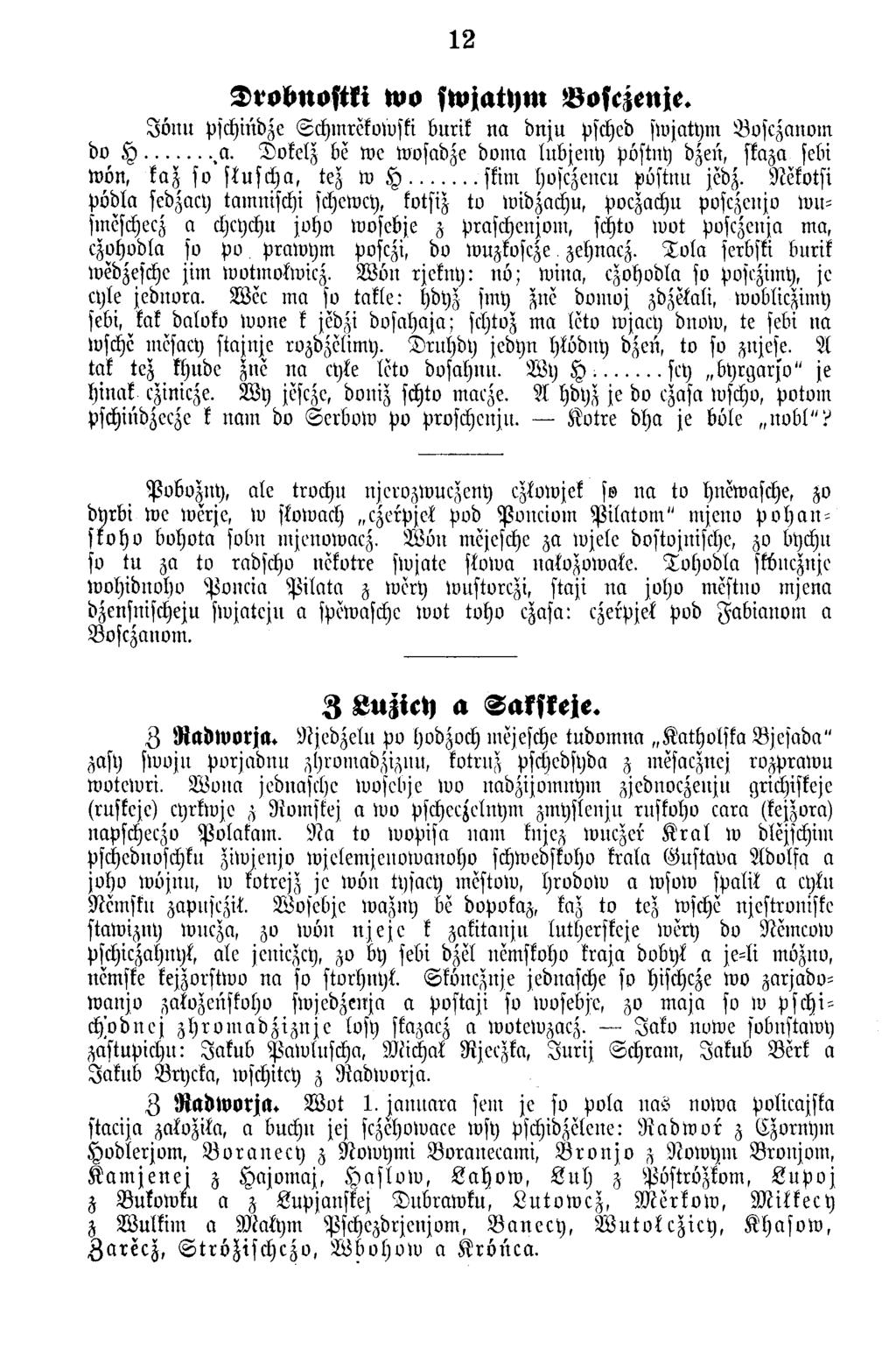 12 Drobnostki wo swjatym Bosezenje. J ö n u pschindze Schmrekowski burik n a d n ju Psched swjatym B osczanom do H...,a.