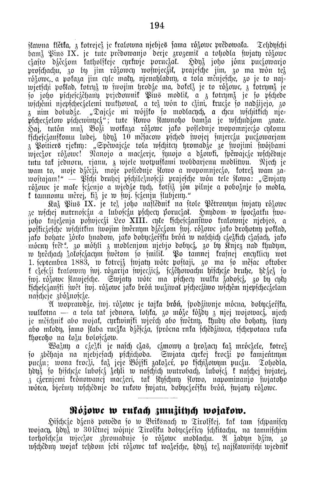 194 ffstuma kletka, z kotrejez je kralow na n jeb jes sam a rözow c p rebow ala. Tehdyschi barnz P i u s I X.