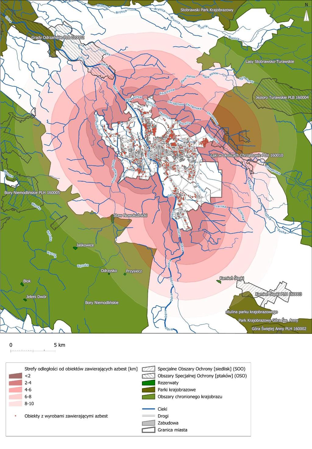 Mapa nr 2 Okolice Opola na tle form