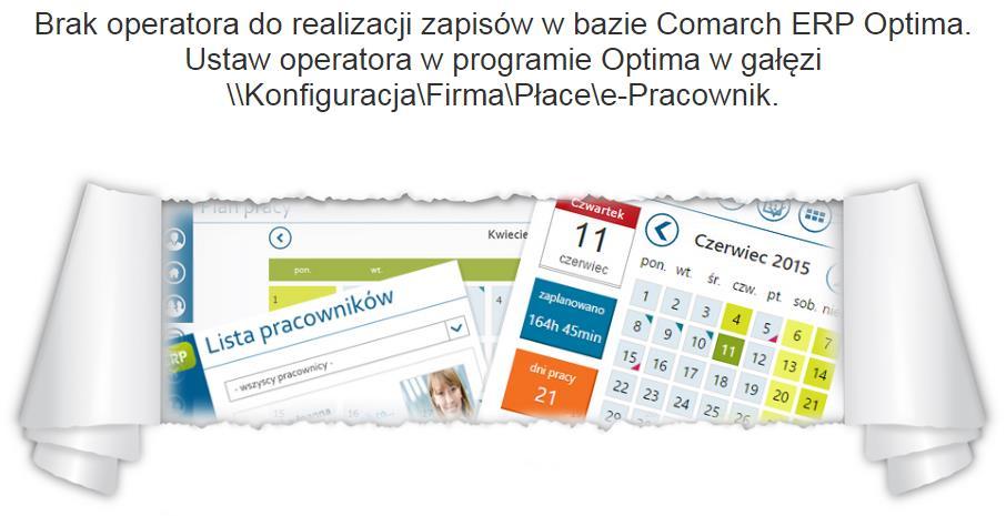 3 Pierwsze uruchomienie aplikacji Przed zalogowaniem do aplikacji Comarch ERP e-pracownik należy ustalić operatora, w kontekście którego, będą wykonywane zapisy w bazie danych Comarch ERP Optima.