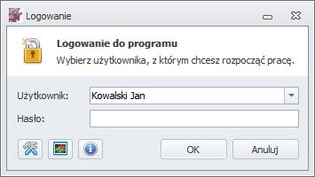 Podczas kolejnych prób uruchomienia programu będzie wyświetlać się okno logowania.