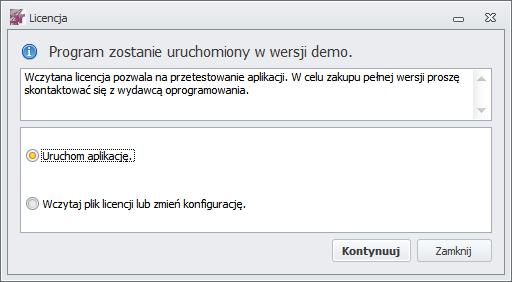 5.2.2 Licencja Podczas pierwszego uruchomienia programu lub jeżeli plik licencji nie został wczytany, użytkownik przed zalogowaniem do