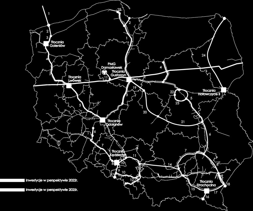ZADANIA STRATEGICZNE UJĘTE W PR 2020-2029 Gazociągi w perspektywie 2022r.