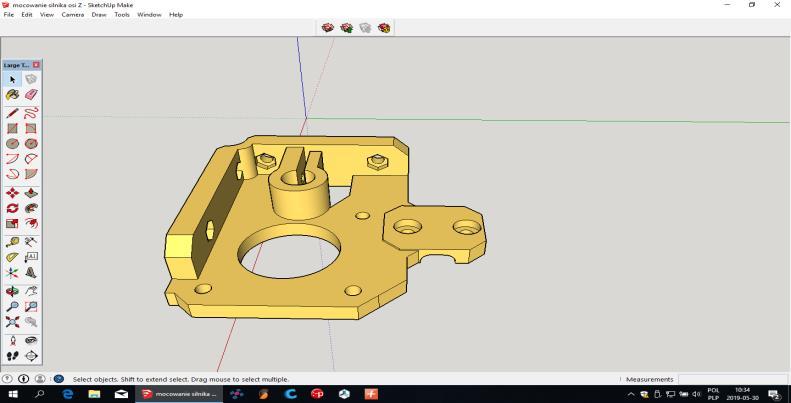 Uczeń, drukarka 3D i pasja 137 Rysunek 3 Mocowanie silnika osi Z.stl. Poznają program Slic3r PE.