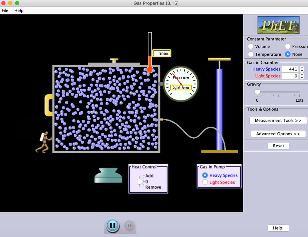 Właściwości gazu - symulacja https://phet.