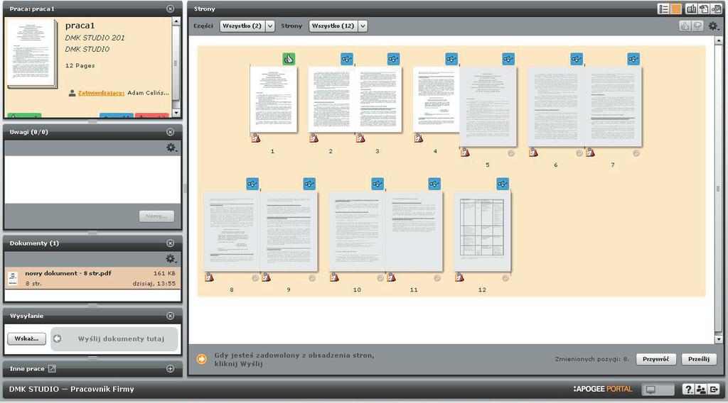 naniesiony nowy plik. 4. Przed wysłaniem istnieje możliwość cofnięcia podmiany klikając na ikonę przy każdej stronie. 5.