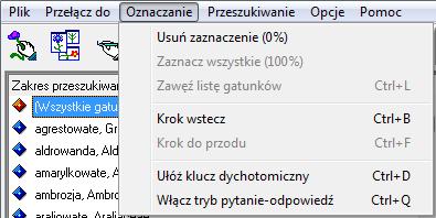 Rys. 4. Przycisk Oznaczanie i dostępne opcje.