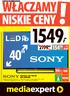 1549, 40 NISKIE CENY RAT. 100Hz USB HDMI. x10. Telewizor LED Full HD KDL-40R480 KLASA EKRAN MF XR AKCJA TRWA