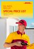 DHL PARCEL PRICE LIST SPECIAL PRICE LIST. Applicable as of 1 January 2017