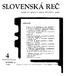 SLOVENSKA REC časopis pre výskum a kultúru slovenského jazyka