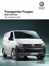 Samochody Użytkowe Transporter Furgon NEW EDITION. Rok modelowy 2018