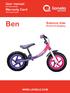 User manual Instrukcja obsługi Warranty Card Karta gwarancyjna. Ben. Balance bike. Rowerek biegowy